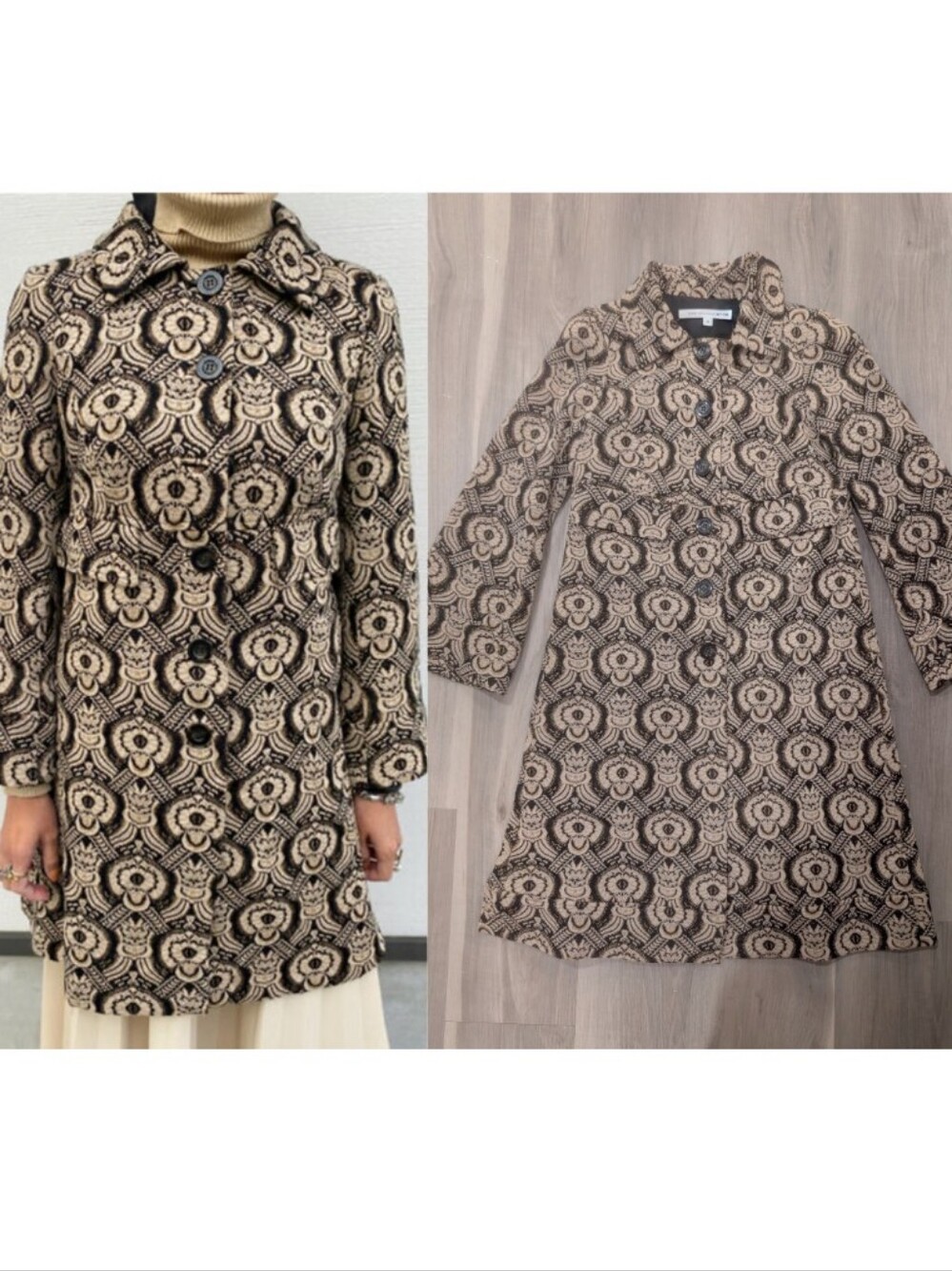 Diane von Furstenberg | Randi Metallic Jacquard Coat In Black Gold